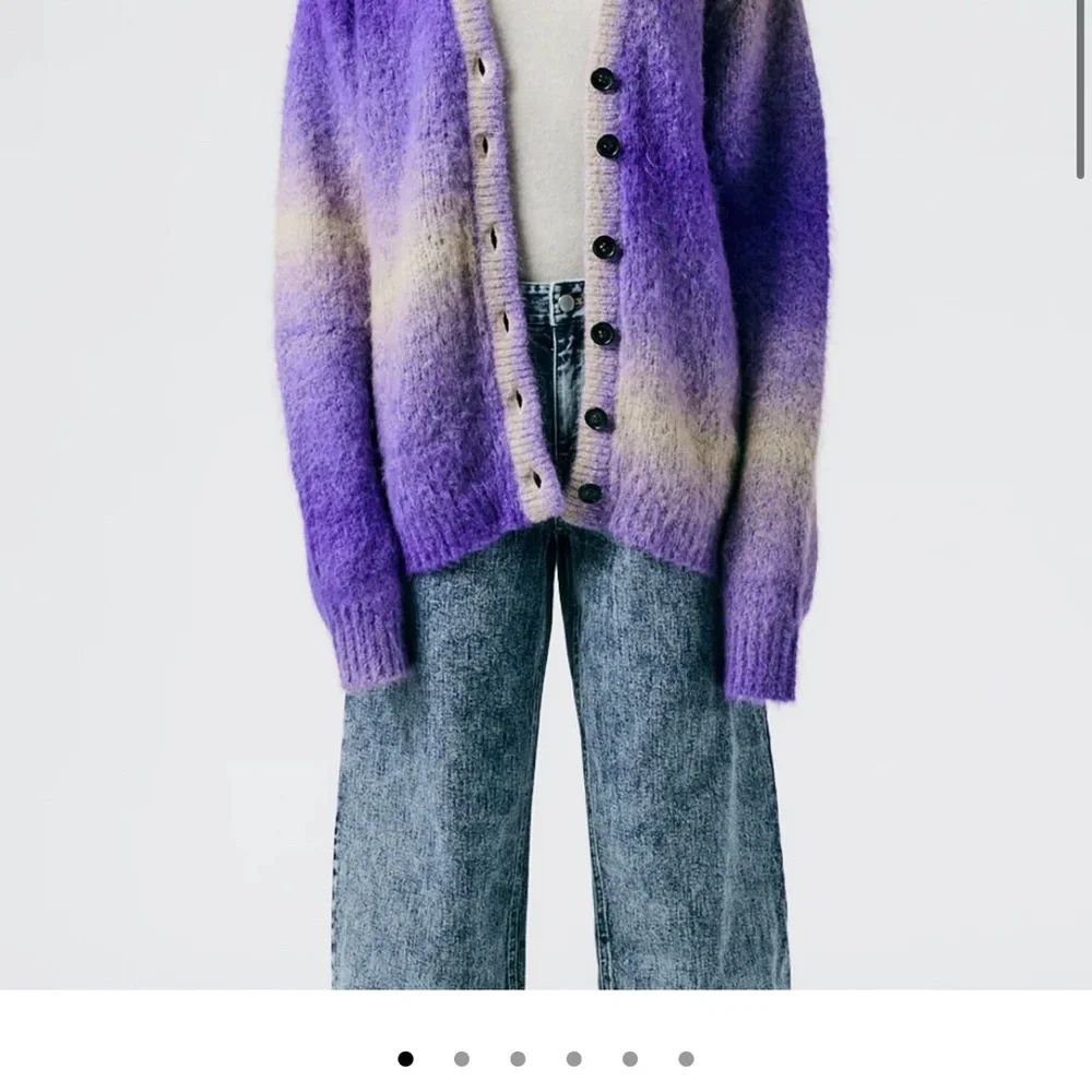 Tibi Ombre Purple and Cream Mohair Blend Cardigan - Picture 6 of 6